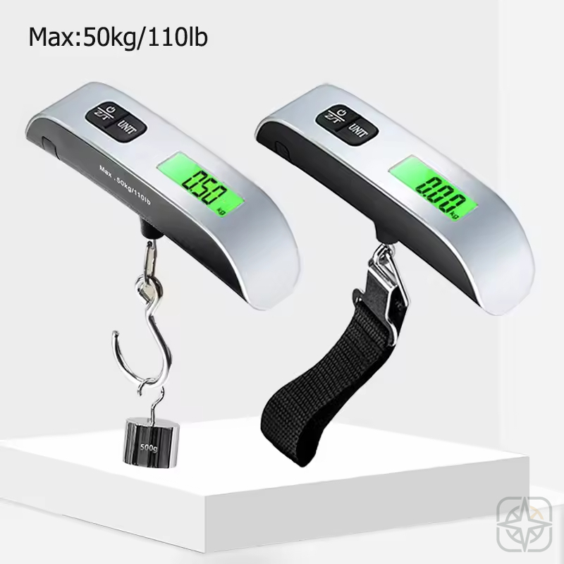 Digital Luggage Scale — Portable 110lb/50kg Hanging Baggage Weigher with Backlit Display & Tare